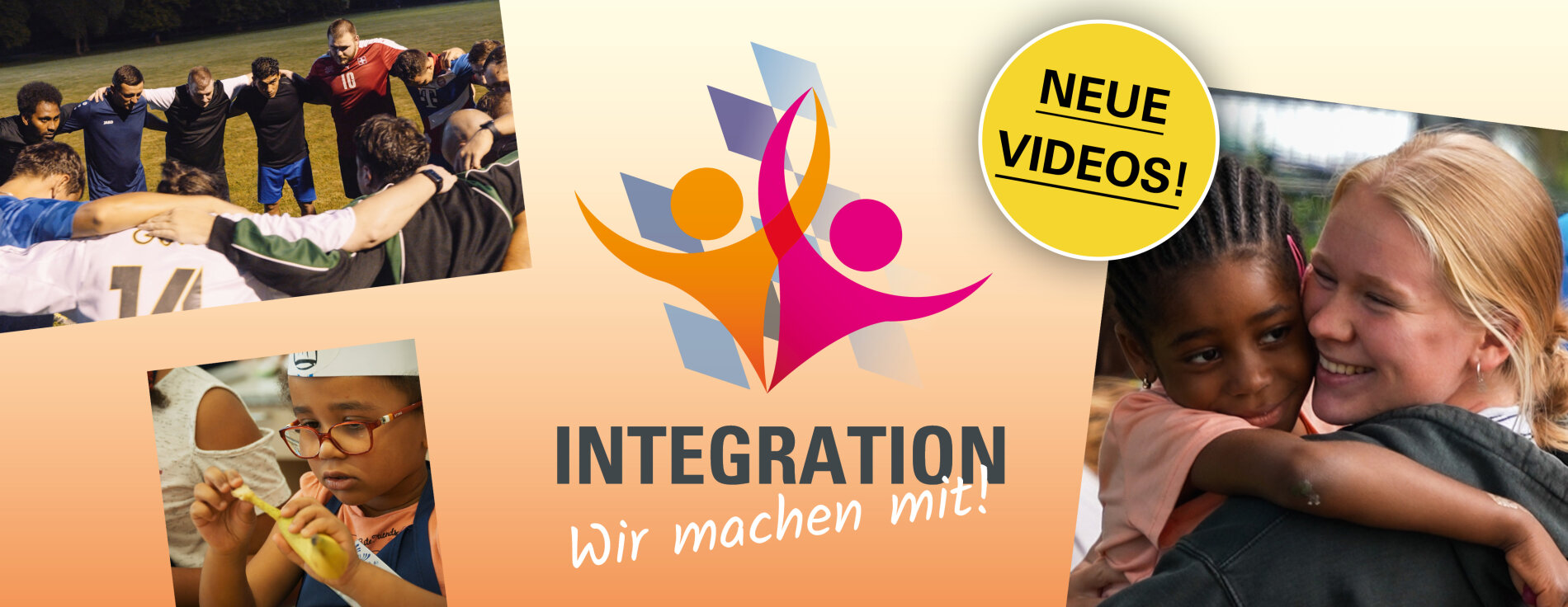 Neue Videos! Integration - Wir machen mit! Grafik zur Videoreihe "Integration - wir machen mit!" mit neuen Videos