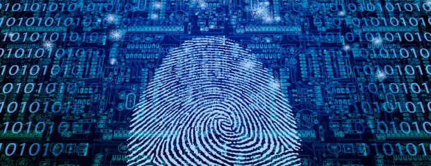 Ein großer Fingerabdruck. Im Hintergrund des Bildes sieht man sehr oft die Zahl 0 und die Zahl 1. Ein großer Fingerabdruck. Im Hintergrund des Bildes sieht man sehr oft die Zahl 0 und die Zahl 1.
